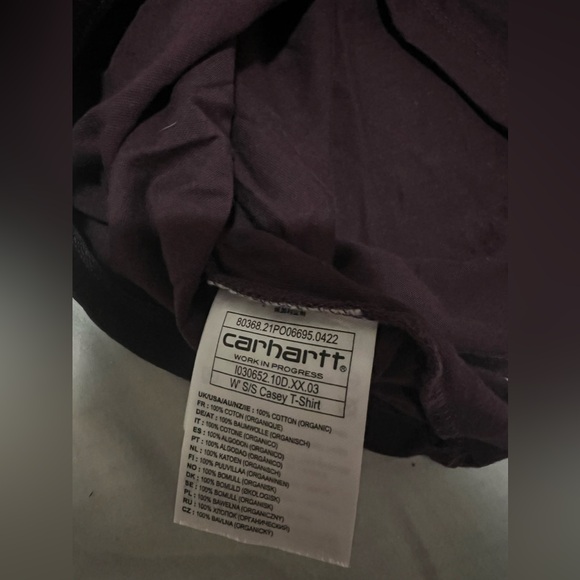 CARHARTT WIP Work In Progress Cropped Casey Tshirt Short Sleeve Purple Plum - Picture 4 of 4